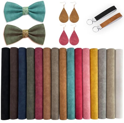 XHT 15 Stück 21 x 30 cm Glatt, Weiches Kunstleder Wildlederimitat, Lederimitat für Bastelarbeiten, Nähen, DIY-Projekte