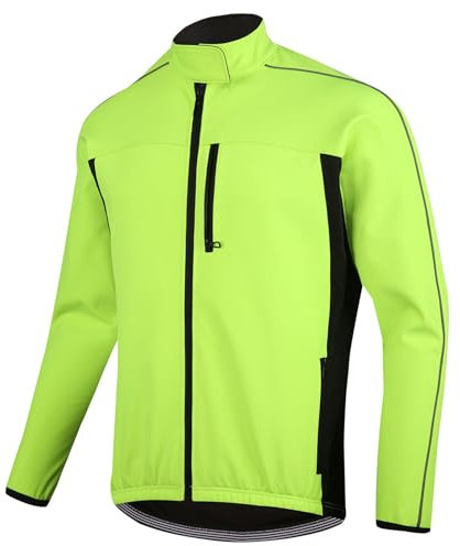 CLMETHE Winter-Radjacken, Fleece-Thermojacken für Herren, wasserdicht, winddicht, Fahrradjacken zum Laufen, Reiten, Bergmantel,Green-3XL
