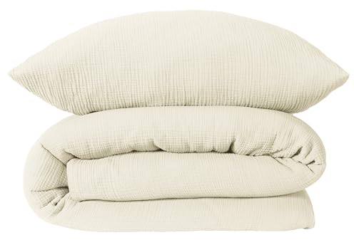 Schiesser Bettwäscheset Molly - Musselin - 2-teilig - 135 x 200 cm - Offwhite