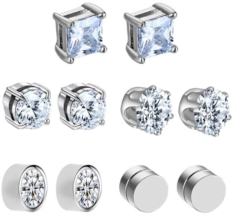 5 Paare 6mm Magnetische Ohrringe Herren Fake Ohrringe Edelstahl Magnet Ohrstecker Magnetohrringe Damen Kein Piercing Magnetic Earrings Zirkon Ohrringes Magnetisch Für Geschenke Geburtstag Weihnachten