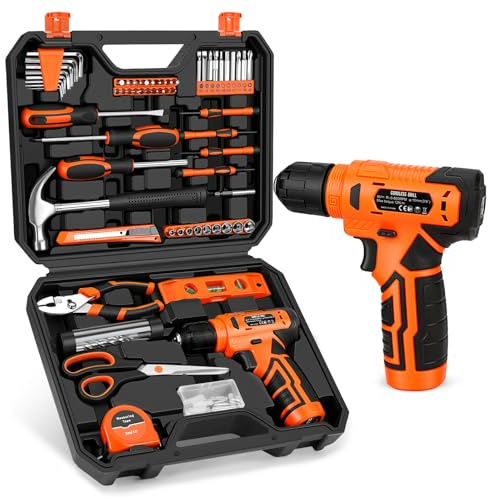 Thatool 139-Piece Tool Set - Tool Kit with 8V Cordless Drill Driver in ToolBox Storage Case, General Household Drill Set for Home Repairs, Handyman, DIY Projects