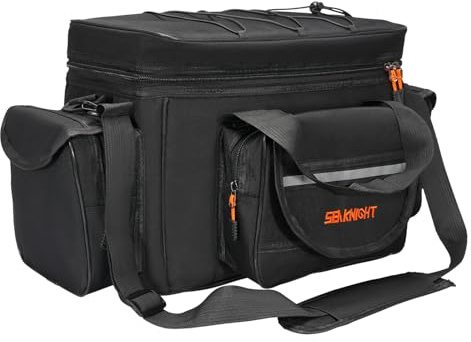 Seaknight Borsa da pesca a spalla singola per attrezzatura da pesca alla carpa borse borsone da pesca in mare borsa da pesca mimetica borsa da viaggio per escursionismo, L - Nero, Per esterni