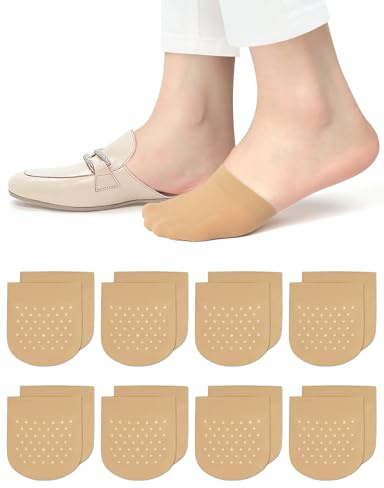 Becellen 8 Paia Mezze Calze Donna, Invisibili Calzini Mezze Donna in Nylon Traspiranti Fantasmini Half Socks con Silicone Antiscivolo per Tacchi Alti Ballerina