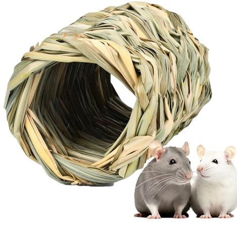Kaningrästunnel | Hamster Hideaway | Kaninfat, gömd kanin | Tuggleksak, Naturlig Tunel | Skydd för små djur, Gras gömmer sig för husdjur, kaniner, hamnar