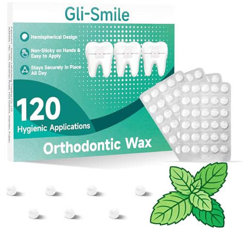 GLI-Smile förformade tandställningar vaxkuddar med mintsmak, 120 stycken | Förformade vaxkuddar med tandställningar mot vassa fästen och utskjutande trådar, individuellt förpackade