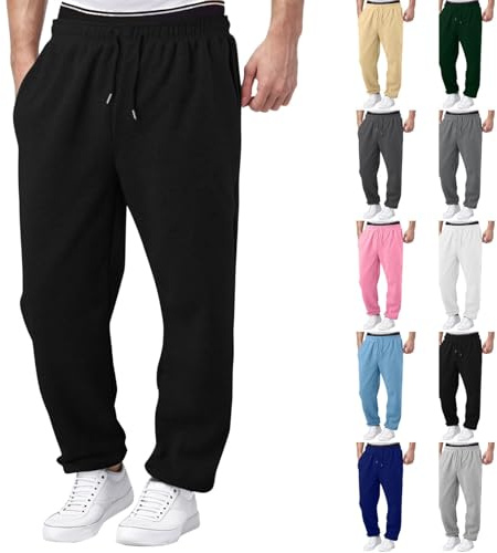 Generico Baggy Pantaloni da Jogging Pantaloni Tuta Uomo da Uomo Larghi da Jogging a Gamba Larga in Cotone Elastico in Vita Lunghi Sportivi con Tasche Leggeri Confortevole
