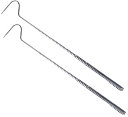 TOYZFRIENDY 2pcs Retractable Stainless Steel Snake Hooks Reptile Catching Tools Extended Grabber for Snakes and Lizards Feeding and Handling