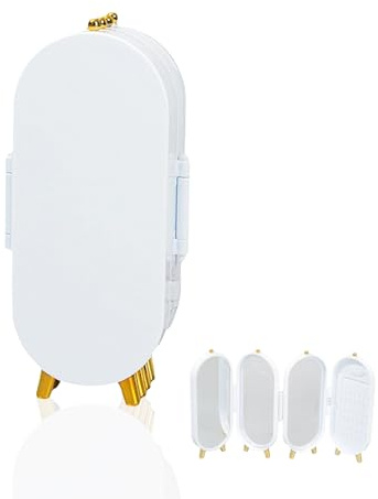 AetherPeak Earring Storage Organiser - Lightweight Oval Box with Mirror | Foldable Jewellery Holder for Necklaces, Small Stationery & Makeup | Dust-Proof, Space - Saving Home Decor(White)