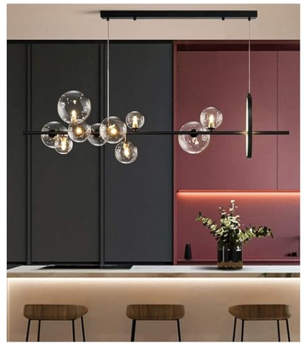 DVTFRUI Lampada Moderno A LED, lampadario per isola cucina, Nero,120 * 30cm