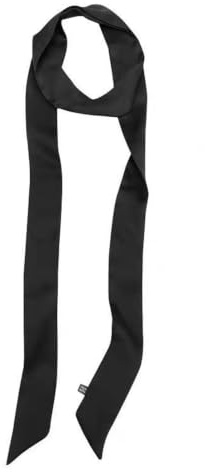 Silkesjal hårscarf ren färg, 200 cm, smal krage och lång draperad, mångsidig, elegant, fashionabla skjorttillbehör (svart-2 m)