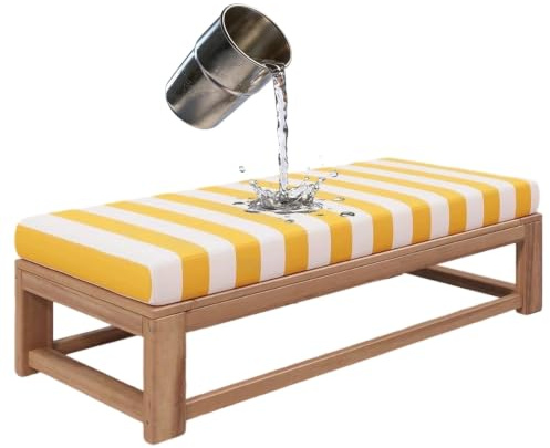 Generico Cuscino per Panchina da Esterno Impermeabile 100x40 110x40 120x35 120x40,Antiscivolo Cuscino per Panca da Giardino con Cerniera,per Terrazza, Cucina e Finestra(Giallo,130x28x3cm)