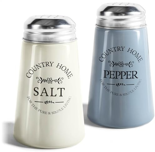 COM-FOUR® 2x portaspezie in vetro colorato - portasale e portapepe in stile country inglese antico - portacondimenti ideale per sale grosso - accessori da cucina country/western (2-teilig - Glas)