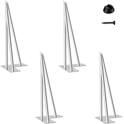 4 Patas Mesa Patas Hairpin Patas a Horquilla Para Mesa de Acero Patas Muebles Robustas Con Tornillos y Bases Protectoras