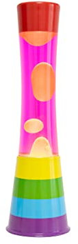 FISURA - Regenbogen-Lavalampe. Mehrfarbige Regenbogenbasis, rosa Flüssigkeit und orangefarbene Lava. Lavalampe mit Ersatzbirne. 11 x 11 x 39,5 zentimeter.