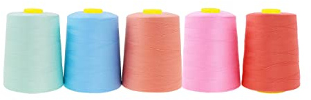 Mandala Crafts 5 Pack of Serger Threads Cones Spools - 40S/2 30000 Yards Polyester Pastel Threads for Sergers Machine and Overlock Quilting Sewing Machine