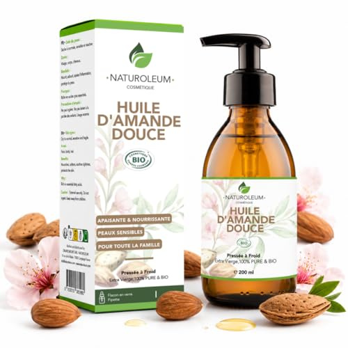 Sweet Almond Oil 100% Organic, Pure and Natural, Cold Pressed- Extra Virgin - Body Skin Face Hair Care, Vegan (200 ml)