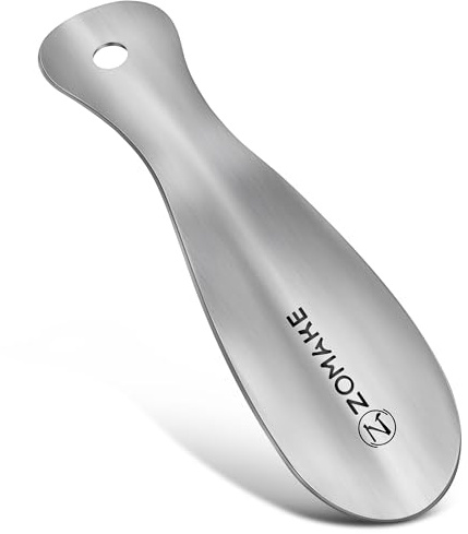 ZOMAKE Metal Shoe Horn, Small Travel Shoehorn for Men Women Kids,7.5'' Portable Stainless Steel Shoe Spoon Helper
