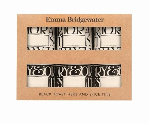 Elite Gift Boxes Emma Bridgewater Black Toast Set of 6 Spice Tins 69 (d) x 73mm