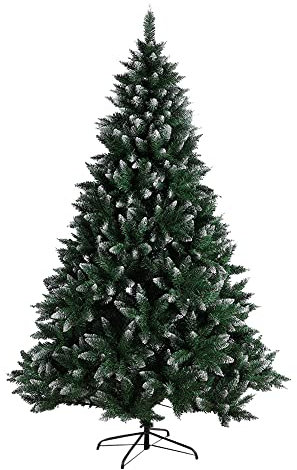 MAYMA - Árbol de Navidad de 180 cm, puntas blancas, árbol de Navidad artificial, 180 cm, nevado, árbol artificial con soporte de metal, ambiente de Navidad decoración festiva (1,8m)