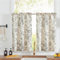 TOPICK Leinen Scheibengardinen Blumen Küchengardinen Landhausstil Modern Gardinen Vorhänge Kurz Bistrogardine für Frühling Wohnzimmer Badezimmer Kurzstores,2er Set 65 B x 60 H (cm),Schwarz auf Beige