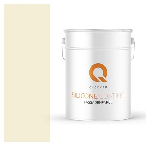 Q-COVER Fassadenfarbe 10 L Weiß-gelb Silikonharz Fassadenfarbe Außen Wandfarbe Wetterfest