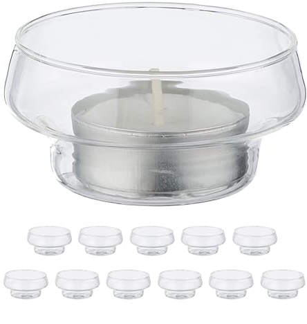 Relaxdays Pack 12 Portavelas Flotantes, Soportes Velitas de Té, 3,5x6,5 cm, Decoración Estanque y Piscina, Transparente