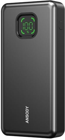 ANSODY Power Bank 65W 25000mAh Powerbank Laptop Klein Aber Stark, 100W Max Externe Handyakkus LED Display USB C Input&Output, Akkupack für iPhone 17 16 15 14 Xiaomi iPad Travel Camping Outdoor (Gray)