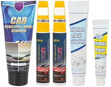 Car Scratch Remover, Scratch Remover Kit Touch Up Paint for Cars, Car Paint Scratch Repair for Repair Branch Scratches Nail Scratches Swirl (12, White Pure + White Pearl)