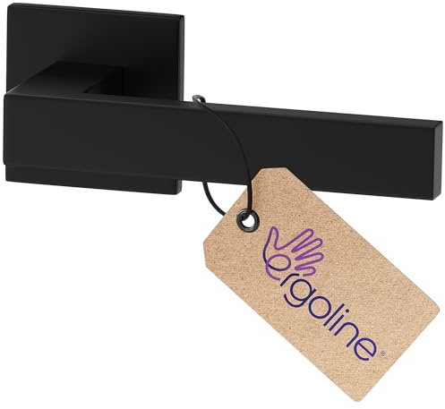 ERGO line Design moderne, poignée de porte noire CUBE, poignée sans rosace inférieure, la silhouette ultra-fine, poignée carrée noire mate, garnitures de porte, poignée