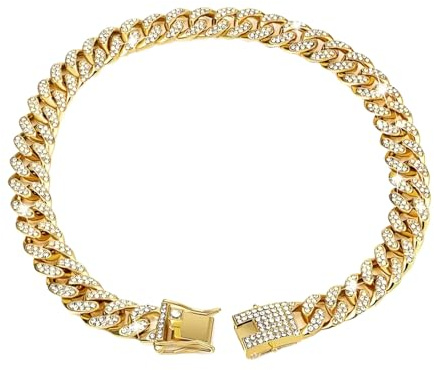 Cadena De Oro Para Perros, Collar De Cadena Dorado 9,84 Pulgadas | Metal Collar Para Mascotas con Hebilla