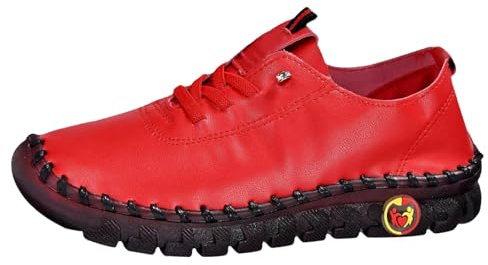 Zapatos de cuero para mujer, mocasines planos de fondo suave, hechos a mano, zapatos de vestir casuales de negocios, transpirables, parte superior redonda, antideslizantes, mocasines de espuma