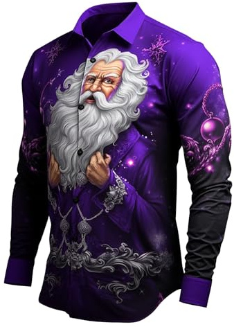 Camisa térmica para hombre, otoño e invierno, cálida, informal, holgada, Navidad, Papá Noel, muñeco de nieve, camisa de manga larga para el hogar, interior y exterior, Halloween, azul, XL