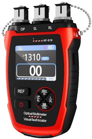 Testeur Fibre Optique, NF-919 Compteur de puissance optique avec source lumineuse 6 longueurs d'onde Vfl Ref Sl Localisateur visuel de défauts Mesure d'atténuation lumineuse