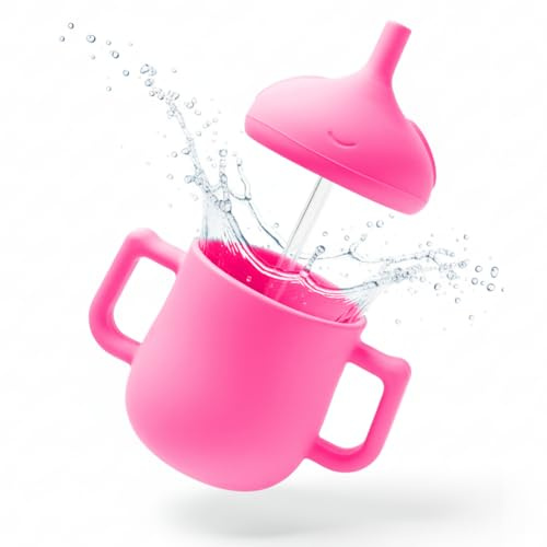 FREE EUPHORIA Vaso aprendizaje bebé con boquilla suave y asas ergonómicas | BLW | vaso antiderrame con diseño de elefante | 6+ meses | Seguridad Certificada