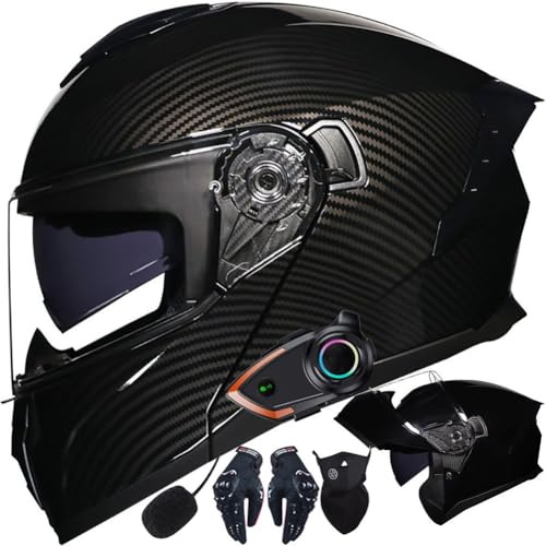 Casco Moto Modular Bluetooth Incorporado Casco Moto Integral ECER22.06 Casco Scooter con Doble Visera Anti Vaho Ventilación para Adultos Hombre Mujer 54~63cm