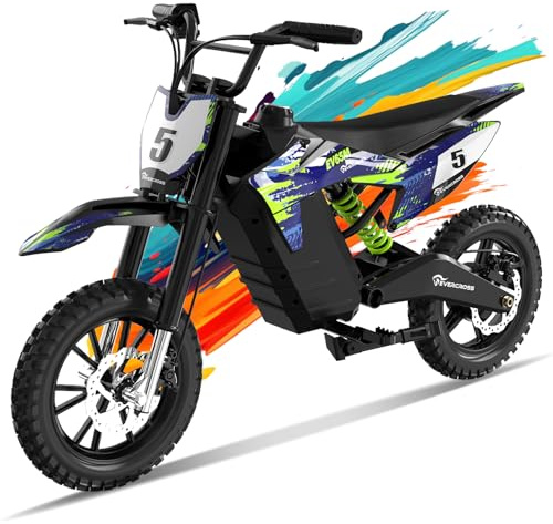 EVERCROSS EV65M Moto Elettrica Bambini, Motore da 500 W, Fino a 30 km/h | Batteria da 48V 7.8 Ah, Autonomia fino a 20 km, 3 modalità di guida, Doppia sospensione pit bike,Moto cross fino a 75 kg