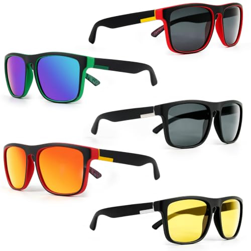 SREBIWO 5 Pares Gafas de Sol Polarizadas Hombre Mujer, Protección UV400 Gafas Sol, Gafas Polarizadas Pesca para Conducir, Pesca, Ciclismo