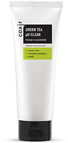 COXIR Grüntee pH-Reinigungsschaum (150ml, 5,07 fl.oz.) | BHA Schaumreiniger | Mineralien und Aminosäuren
