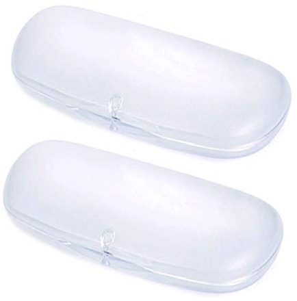 Chris.W Transparent Hard Eyeglasses Case Plastic Glasses Protective Case for Women Men, Magnetic Closure Spectacles Case, Pack of 2(White)