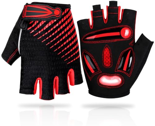 LUROON Cycling Gloves Half Finger Gel Padded Bike Gloves Anti-Slip Shock-absorbing Hand Protect Fingerless Summer Bicycle Short Gloves for Mens & Women