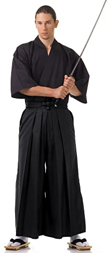 PRINCESS OF ASIA Japan Samurai Iaido Outfit Set Kendo Gi Kimono & Hakama Hose (Schwarz & Schwarz, One Size)