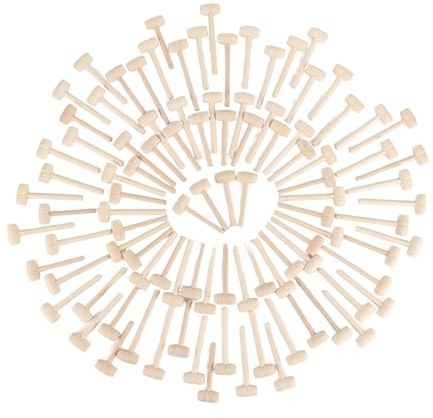 Lot de 100 Maillets en Bois, Mini Maillet en Bois, Marteau de Crabe Portable, Outil de Craquage en Bois Dur, Confortable à Manipuler, pour Fête d'anniversaire.