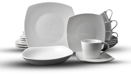Home & Treat 20-Piece Dinner Set | Contain 4 Each - Dinner Plate, Side Plate, Soup Plate, Saucer, Cups | Dinnerware Service Gift