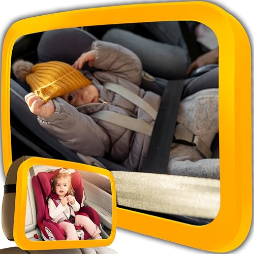 Retoo Rücksitzspiegel für Babys – 360° Drehbar, Bruchsicher & Rutschfest, Großes Sichtfeld, Einfach Montage, Crashgetestet, Sicherer Baby Autospiegel Für Kindersitz & Babyschale im Auto