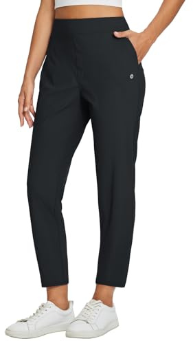 baleaf Womens Travel Pants Petite Stretch with Pockets Golf Ankle Dress Work Business Casual Slacks Fall Joggers Black M