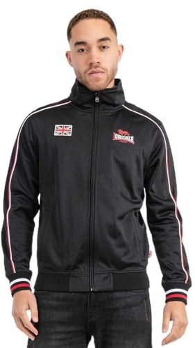 Lonsdale Herren Trainingsjacke normale Passform SKELLBERRY, Black/Red/White, 3XL, 117559