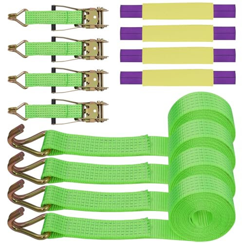 Sararoom 4x8000Kg Heavy Duty Ratchet Straps, 4M x 5CM Ratchet Tie Down Straps with Hooks, Adjustable Tensioning Belts Lashing Straps,Ratchet Lashing Straps for Motorcycle, Trucks, Trailer, Cargo