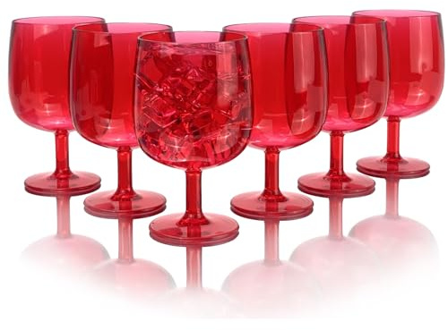 Yanglonghui 12 Ounce Plastic Wine Glasses Set Of 6,Unbreakable Acrylic Wine Glasses,Reusable Colored Plastic Goblets Stackable,Dishwasher Safe Bpa Free Ideal For Parties (Red, 12 Ounce)