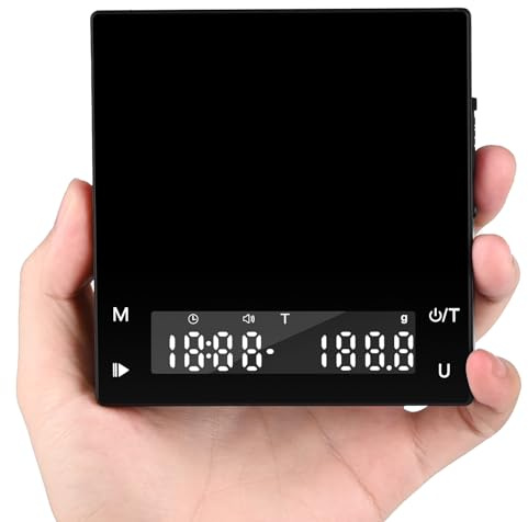 Vankarr Digitale Kaffeewaage mit Timer, Espresso Waage mit 0,1g Präziser Graduierung, USB Aufladbar Feinwaage Mini Küchenwaage, Durchflussmessung Coffee Scale mit Tara Funktion, Max 2kg