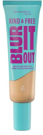 Rimmel London Kind & Free BLUR IT OUT Mattierende Foundation, 410, Milch, Ganztägiger Glanz, Make-up mit leichtem Matt-Finish, 30 ml